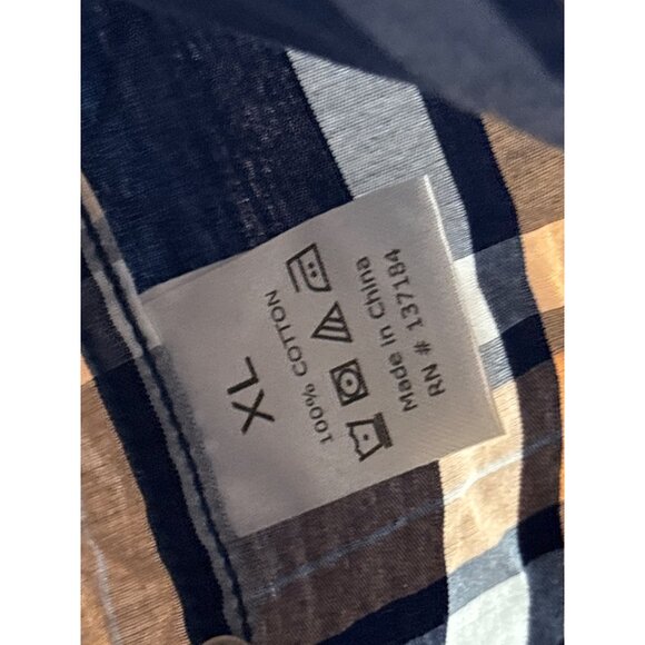 Noble Mount XL Navy Blue Peach White Plaid Button Down Shirt Long Sleeve New - Picture 4 of 4